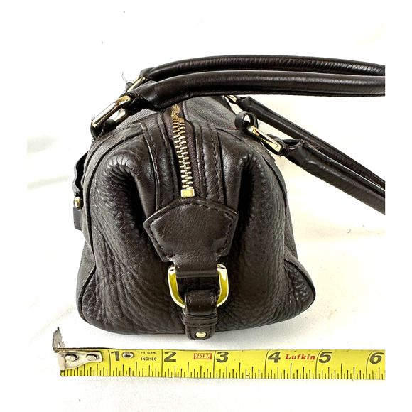 Cole Haan Barrel Satchel Purse Handbag Dark Chocolate Espresso Pebble Leather - Picture 15 of 15